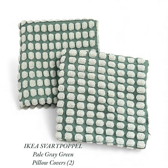IKEA SVARTPOPPEL Pale Gray-Green Tactile Pattern Pillow Cover 20" x 20" - Picture 1 of 3